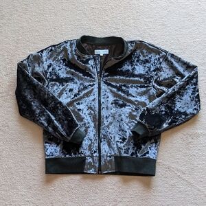 James Jeans dark purple crushed velvet varsity jacket, size L